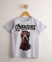 Camiseta Infantil Os Vingadores Manopla Manga Curta Cinza Mescla Claro