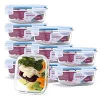 Jogo Conjunto 10 Potes Vidro Hermético Tampa Plástico 520ml Cor Azul (qh)