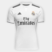 [Visa] [G/GG] Camisa Real Madrid 2018 s/n° Masculina Adidas - Branco e Preto | R$ 107