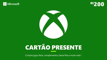 Gift Card Xbox de R$200 - Cartão Presente para Compra de Jogos