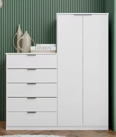 Cômoda Sapateira Bartira Roma com 2 Portas e 5 Gavetas - 122cm de largura - Branco Fosco