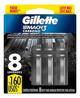 Refil Gillette Mach3 Carbono com 8 unidades