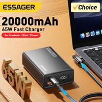 [R$117,31 MOEDAS] Power bank 20000mah Essager 65w