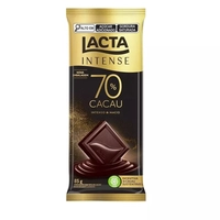 [6 unid. R$5,99 cada]  Barra de Chocolate 70% Cacau Lacta Intense 85g 