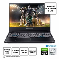 Notebook Gamer Predator Helios 300 PH315-53-75N8 Intel Core i7 16GB 512GB SSD RTX 2060 15,6' Windows 10 | R$ 8799