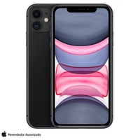 iPhone 11 Preto, com Tela de 6,1", 4G, 64 GB e Câmera de 12 MP - MWLT2BR/A