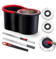 [OURO] Mop Giratorio 8 Litros Com Cesto Em Inox Cabo de 140cm 2 Refis Nybc