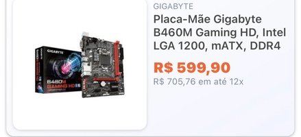 Placa-Mãe Gigabyte B460M Gaming HD, Intel LGA 1200, mATX, DDR4 | R$550