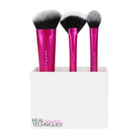 Real Techniques Kit p/ Acabamento com 3 Pincéis + Brush Cup - R$69,90