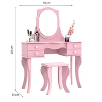 Penteadeira Princesa com Espelho Rosa