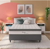 [app] Cama Box Casal Herval Ômega com Pillow Top e Molas Ensacadas 60x138x188cm - Branco/Cinza
