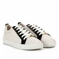 Tênis Couro Jorge Bischoff Amarração - Branco e Preto R$125