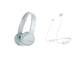 Kit Headphone Branco Bluetooth Sony WH-CH510 + Headphone intra-auriculares sem fio Branco WI-C200