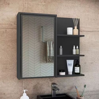 Armário de Banheiro com Espelho Paula 1 PT Grafite - Preto