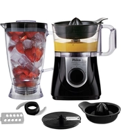 [Reembalado] Processador All In One Citrus Preto 1,2L 127V + Liquidificador 2,2L + Espremedor de frutas 800W - Philco | R$120