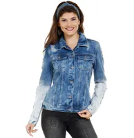 [Marisa] JAQUETA FEMININA EM JEANS COM PUÍDOS por R$80