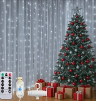 CORTINA DE LED BRANCA PARA O NATAL COM CONTROLE REMOTO 