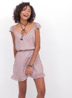 Vestido Curto Acinturado Estampado por 39,90