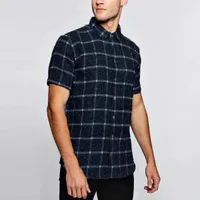 Men Short Sleeve Plaid Check Shirt Slim Fit Casual Formal Dress Shirt Top Blouse