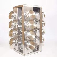 Porta Tempero Condimento Quadrado Inox 16 Potes Giratório | R$105