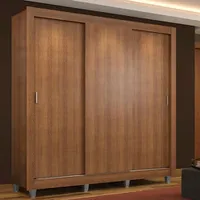 Guarda Roupa Casal Madesa Mônaco 3 Portas de Correr com Pés - Marrom