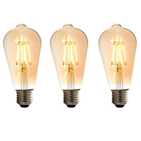 Combo Kit com 3 Lâmpada Luminária Filamento de LED ST64 4W 14cm 2300K