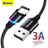 Cabo USB Tipo-C RGB 2 Metros BASEUS | R$ 3,88