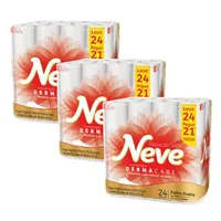 72 Rolos - Papel Higiênico Neve Toque da Seda Dermacare Folha Dupla | R$71