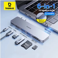 [Taxa Inclusa] Baseus HUB USB 6 em 1 para HDMI compatível 4k 30hz e thunderbolt 3/4 40gbps, USB 3.0, cartão SD e TF