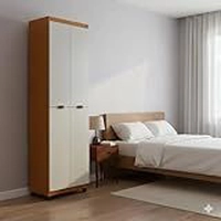 Por R$ 278: Armário Multiuso Clean 6 Nichos 4 Portas Cedro/Off