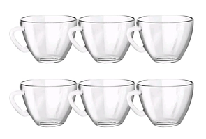 Jogo De Xícaras Canecas Lisa Em Vidro 6 Peças Café Expresso - HAUSKRAFT