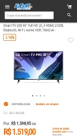 Smart TV LED 43´ Full HD LG, 3 HDMI, 2 USB, Bluetooth, Wi-Fi, Active HDR, ThinQ AI - 43LM631C0SB.BWZ R$1.519