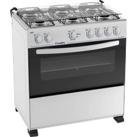 Fogão 6 Bocas de Piso Esmaltec Bali, Forno 95 Litros, Branco - 6080 | R$549