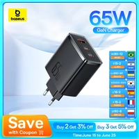 [Com Taxa] Carregador GaN 65W Portátil Duplo USB-C Baseus para iPhone e Notebook