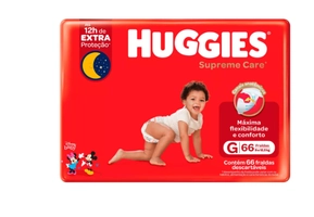 Fralda Descartável Infantil Huggies Supreme Care G 66 Unidades