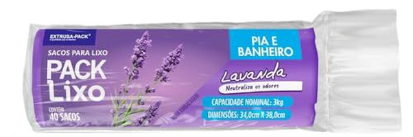 Saco de Lixo Lavanda 34x38 p/ Pia e Banheiro