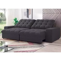 Sofá 4 Lugares Linoforte Benetton com Assento Retrátil e Encosto Reclinável em Tecido Suede 229 cm de Largura