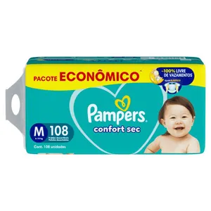 [LEVE 2/ Tira R$ 0,69] Fralda Pampers Confort Sec Max M 108 Unidades