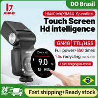 【Do Brasil】Flash Jinbei HI460MAX – Speedlite Universal com GN48, Tela Touch, TTL, HSS e Bateria Recarregável 2000mAh