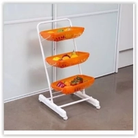 Fruteira de 3 Cestos Metaltru Cromo Laranja