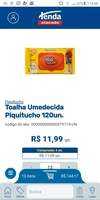 Toalha Umedecida Piquitucho 120un. | R$11