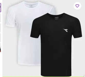 Kit Camisa Diadora Com 2 Peças Masculina Branco Preto