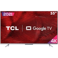 Smart TV LED 55 4K TCL Google TV 55P725 UHD, HDR10, Dolby Vision Atmos, Bluetooth, Comando de voz à distância, Google Assistant e Borda Ultrafina