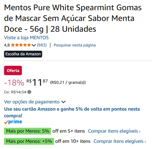 Por R$ 11,87: Gomas de Mascar Mentos Pure White Sem Açúcar | Pelando