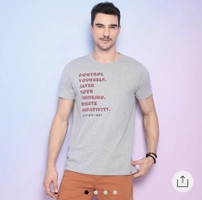 Camiseta Básica Em Mescla - Cinza & Vermelha - Enfim