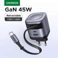 Carregador UGREEN 45W GaN com Cabo Retrátil