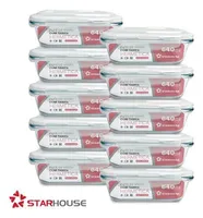 Kit 10 Potes de Vidro 640ml Herméticos Forno