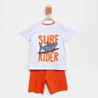 Conjunto Infantil Candy Kids Tubarão Camiseta + Bermuda Menino
