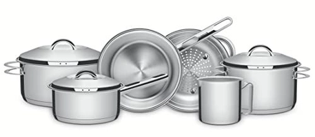 [ PRIME ] Jogo de Panelas Tramontina Solar em Aço Inox com Fundo Triplo e Tampas de Inox 6 Peças