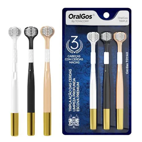 OralGos Escova de Dente 3 Faces Ultra Macia, 3 Unidades, Adulto